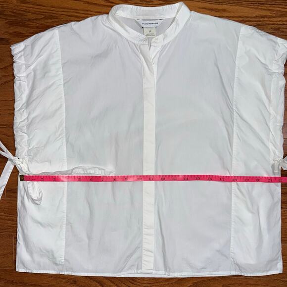 Club Monaco White Cinch Sleeve Organic Cotton Button Up Shirt Size Small - Picture 10 of 14